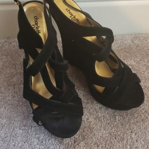 Charlotte Russe Black Strappy Wedges